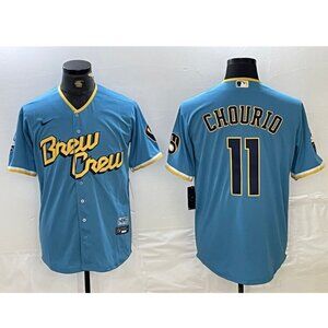 Mens Youths Kids 11 Jackson Chourio Blue Stitched Jersey